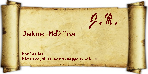 Jakus Mína névjegykártya